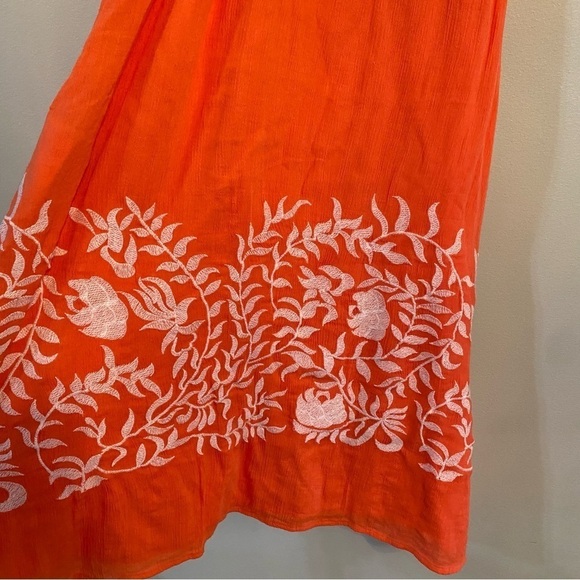Lucky Brand boho embroidered halter orange dress size small - Picture 2 of 6